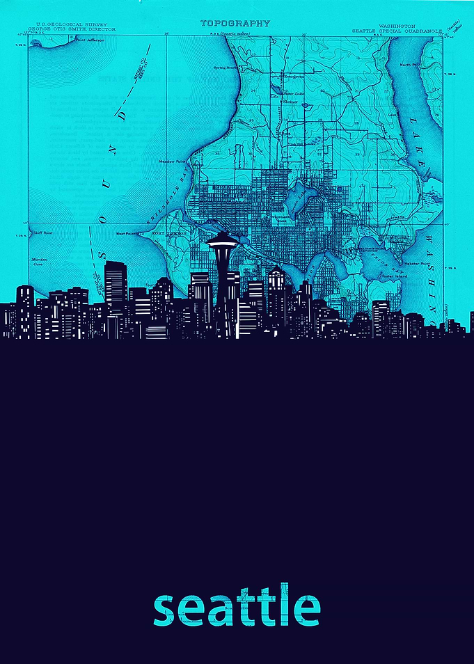 Seattle skyline turquoise