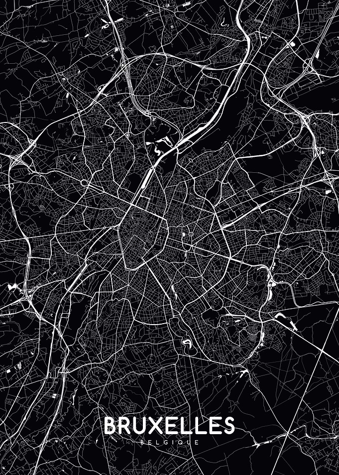 Bruxelles map black