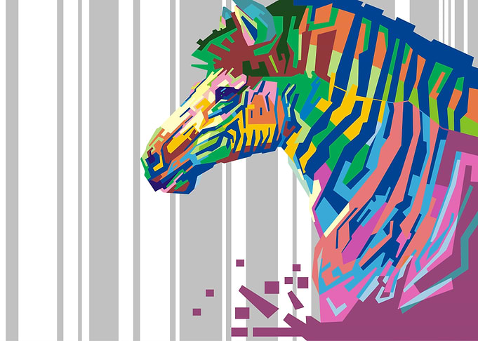 wonderful zebra in pop art