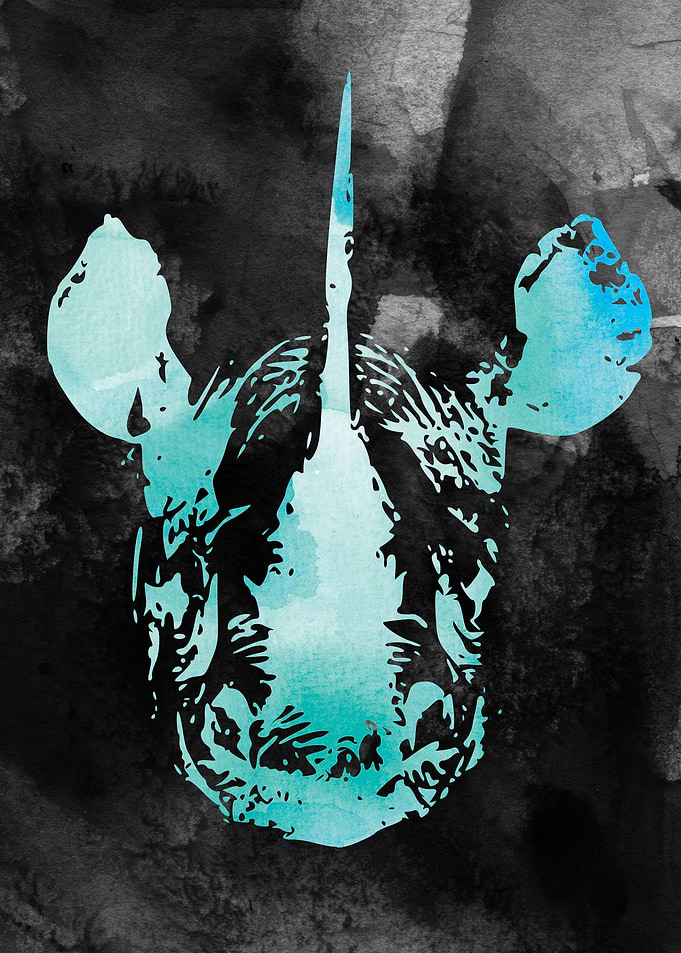 Rhinoceros Watercolor Art