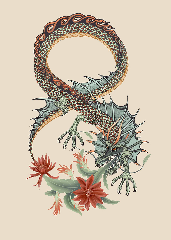 Floral vintage Dragon 8