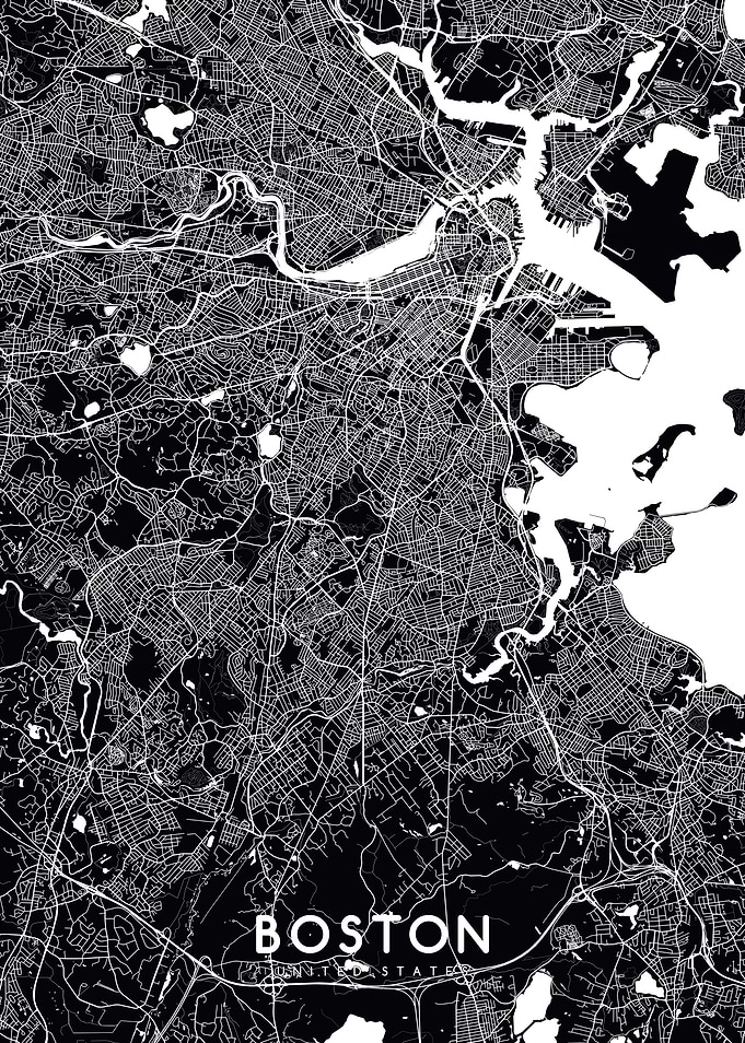 Boston map black