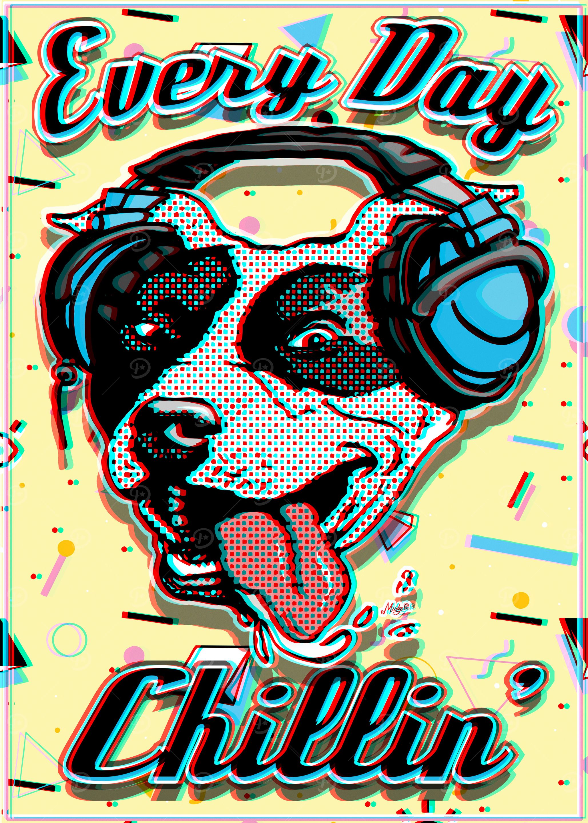 Chill Pit Bull 90s Glitch