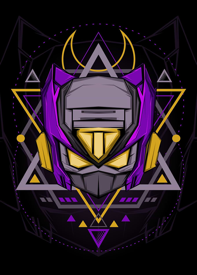 Geometric Dark Ninja Robot