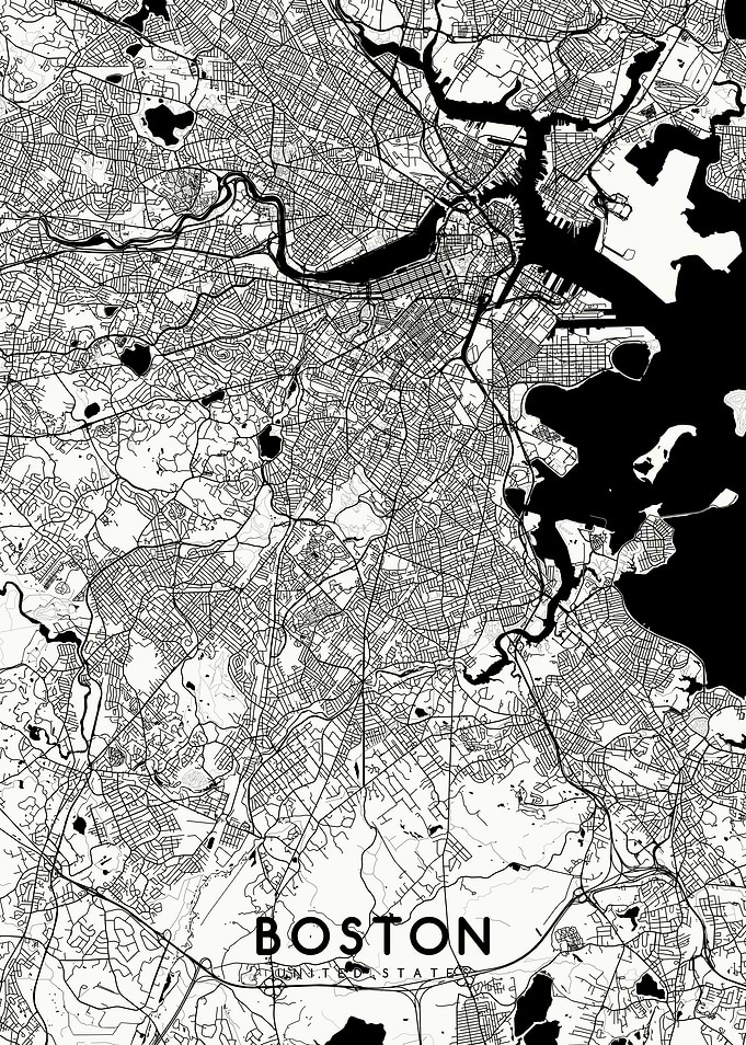 Boston map white