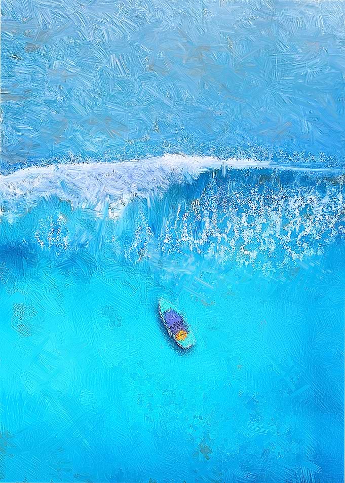 Top view of sea and boat