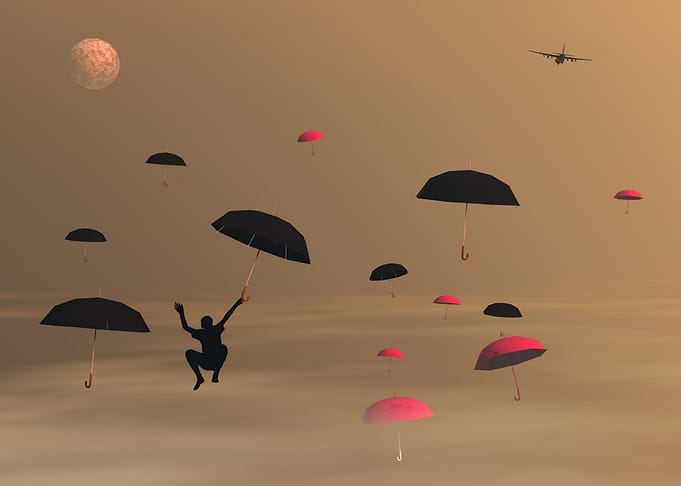 Umbrellas and Moon