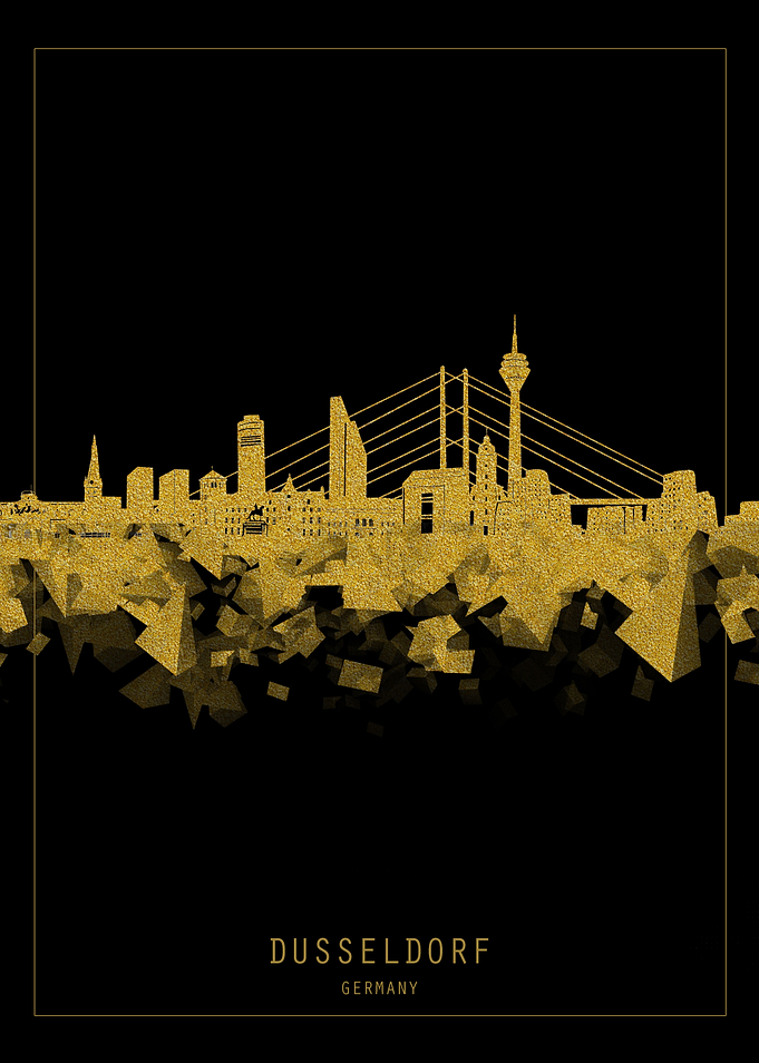 Dusseldorf skyline gold