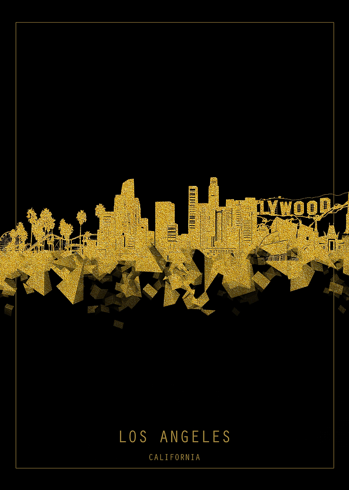 Los Angeles skyline gold