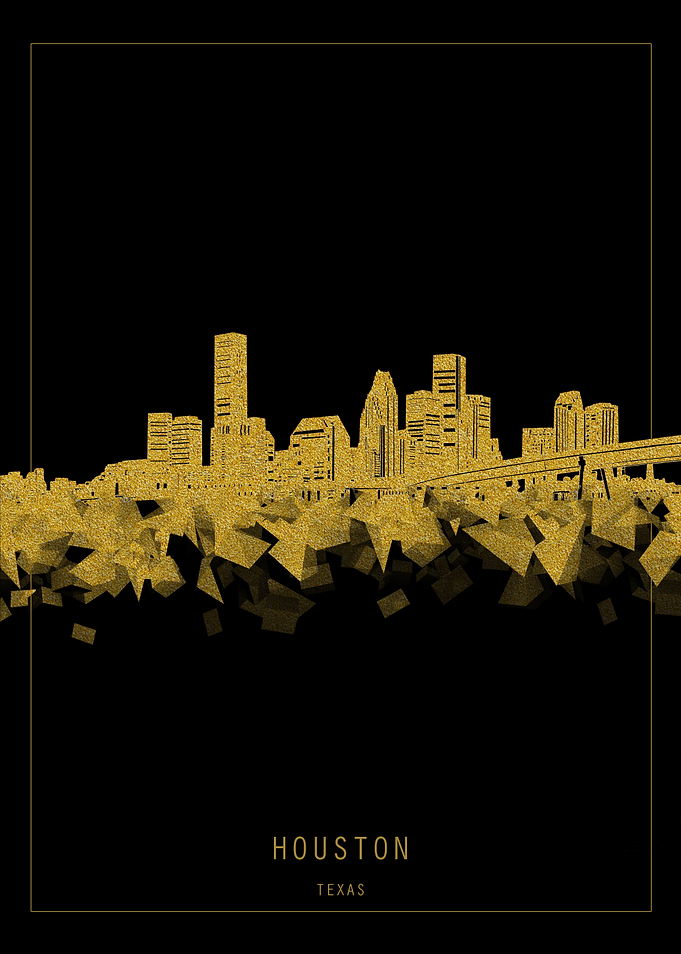 Houston skyline gold
