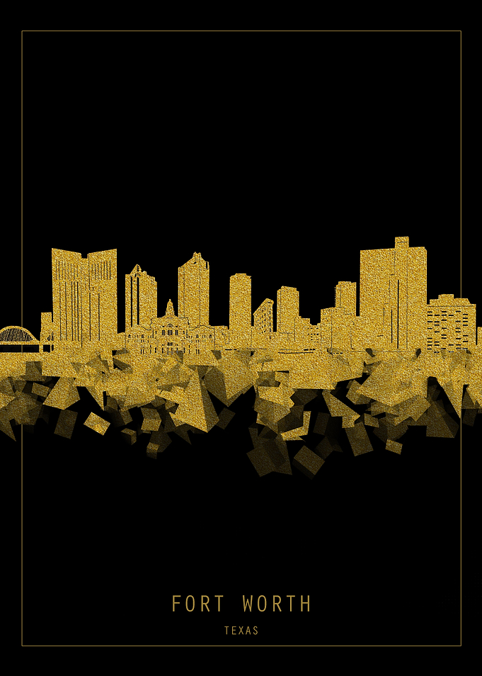 Fort Worth skyline gold