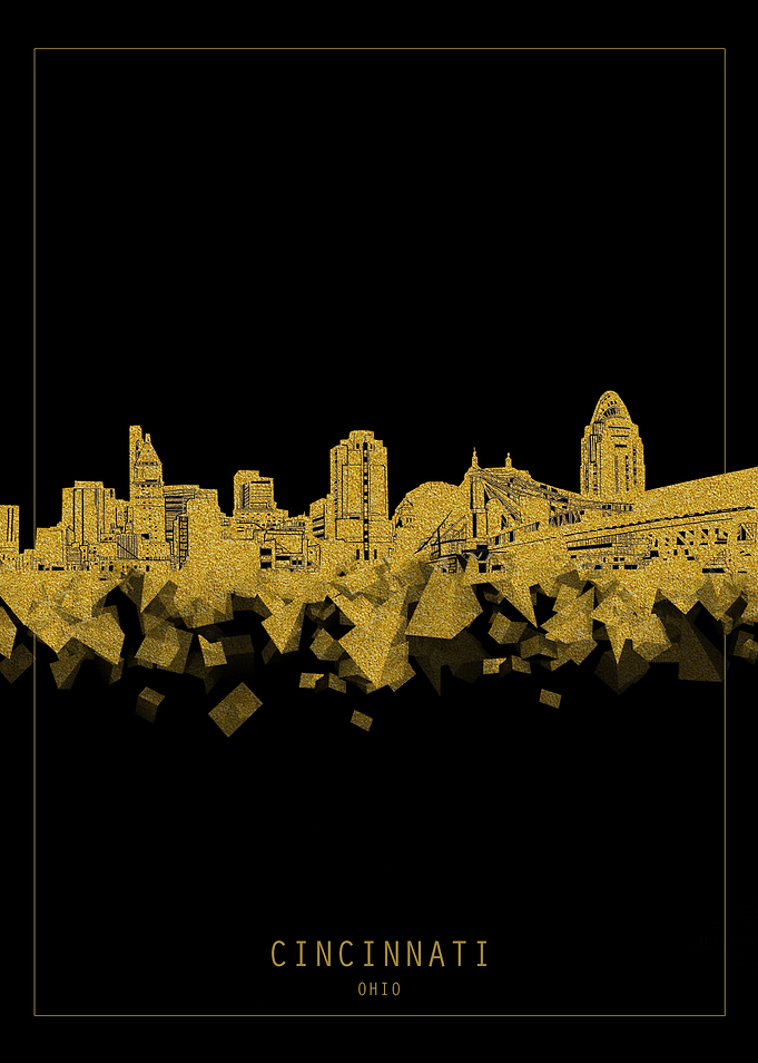 Cincinnati skyline gold
