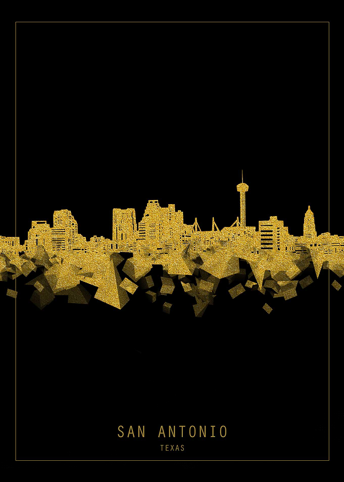 San Antonio skyline gold