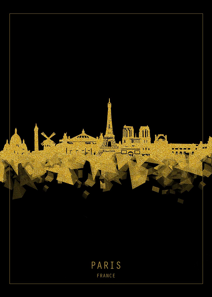 Paris skyline gold
