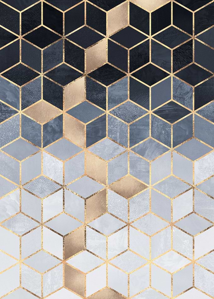Soft Blue Gradient Cubes