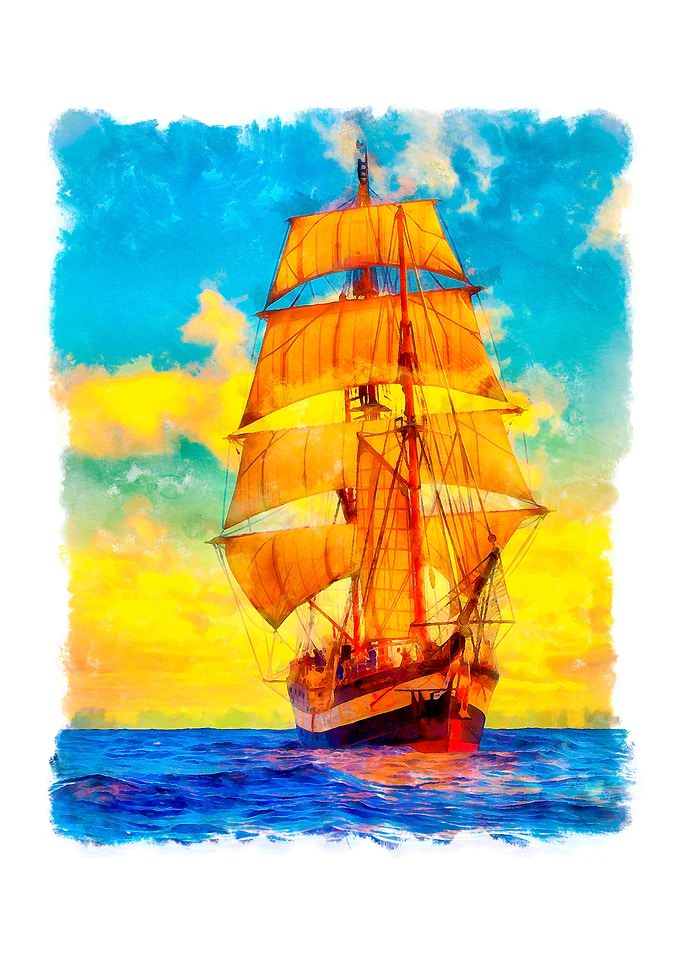 Sailboat Riding the Waves