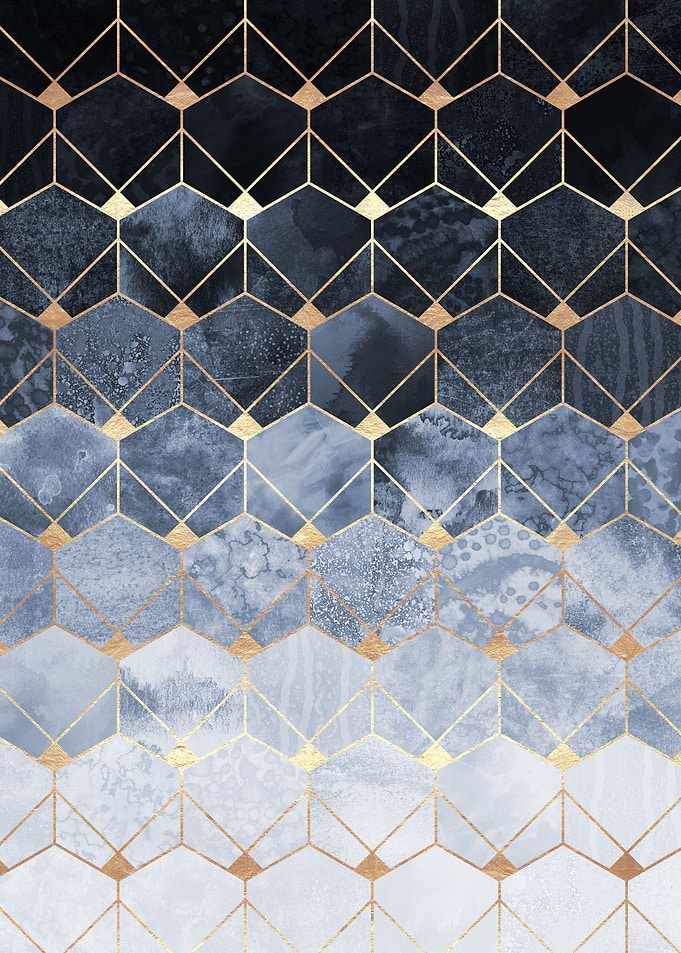 Blue Hexagons And Diamonds