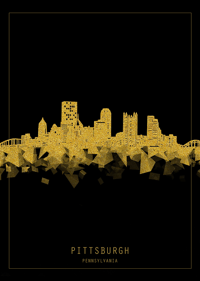 Pittsburgh skyline gold