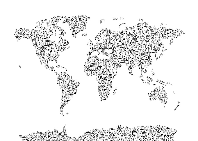 Music Notes World Map