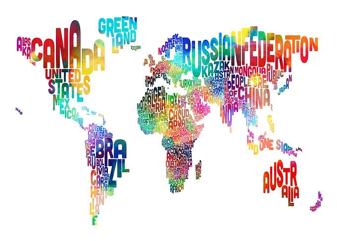 Text Map of the World