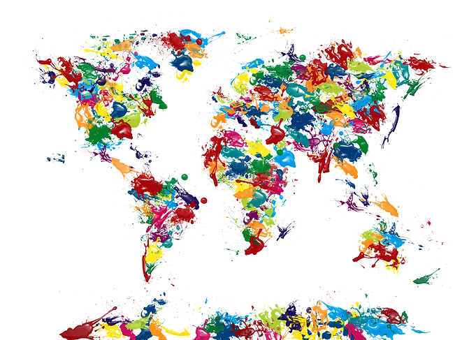 World Map Paint Drops