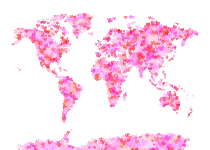 Love Hearts World Map