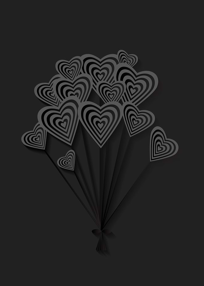 Black hearts balloons