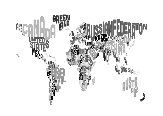 Text Map of the World