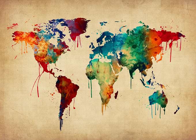 Watercolor World map