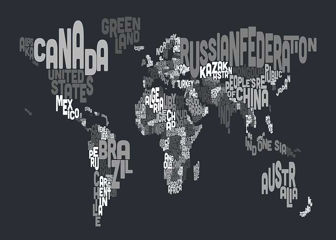 Text Map of the World
