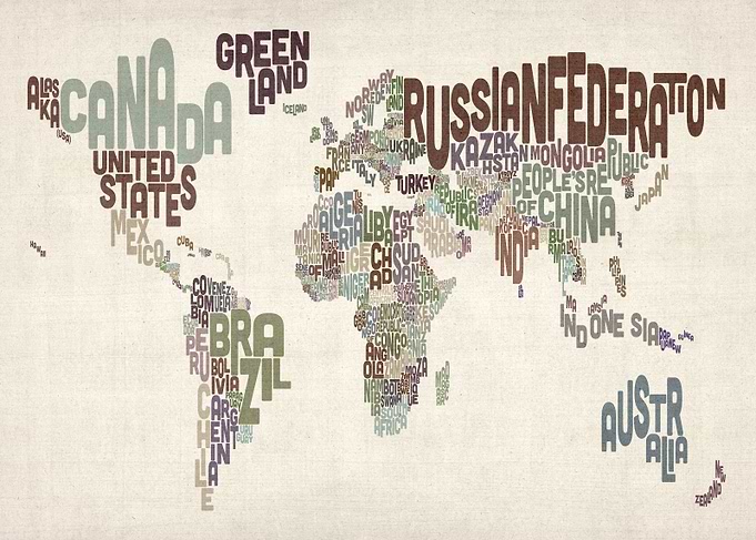 Text Map of the World