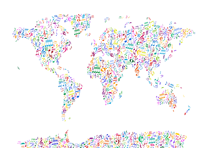 Music Notes World Map
