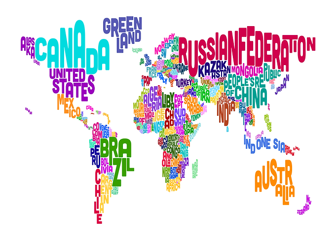 Text Map of the World