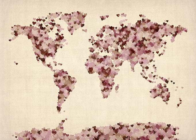Love Hearts World Map