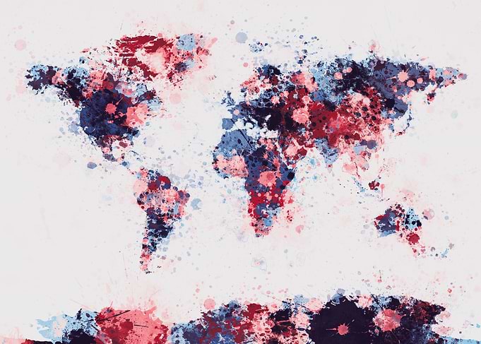 World Map Paint Splashes