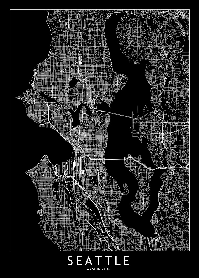Seattle Black Map