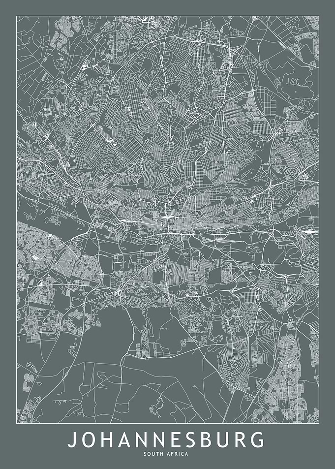 Johannesburg Grey Map