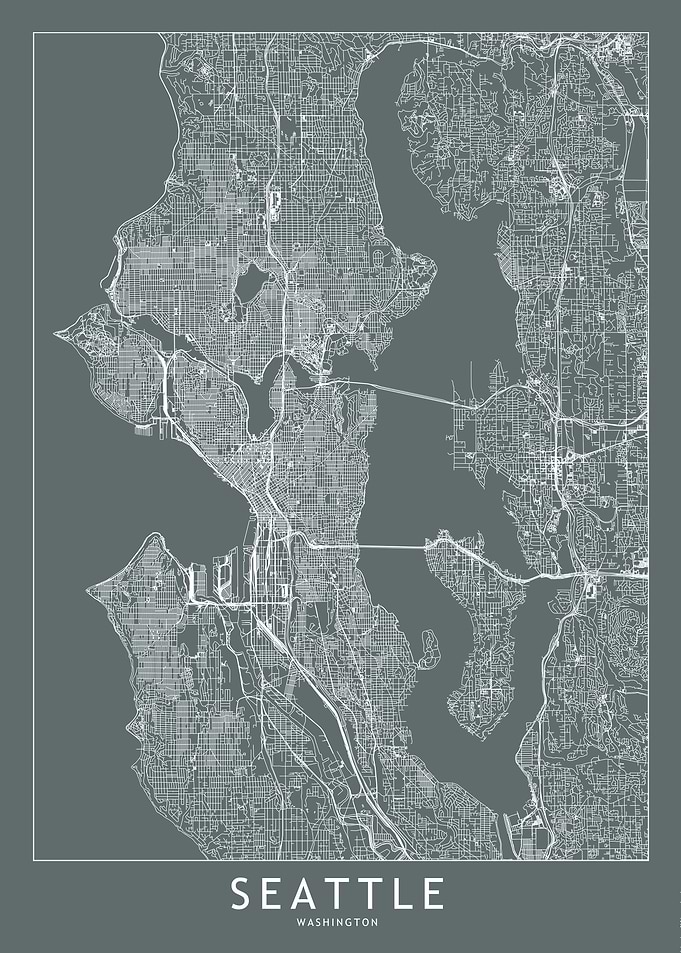 Seattle Grey Map