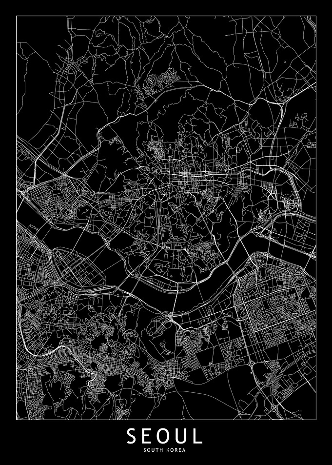 Seoul Black Map