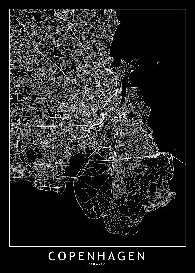 Copenhagen Black Map