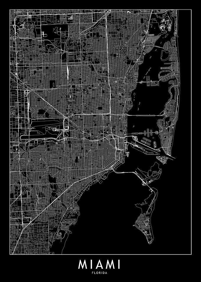Miami Black Map