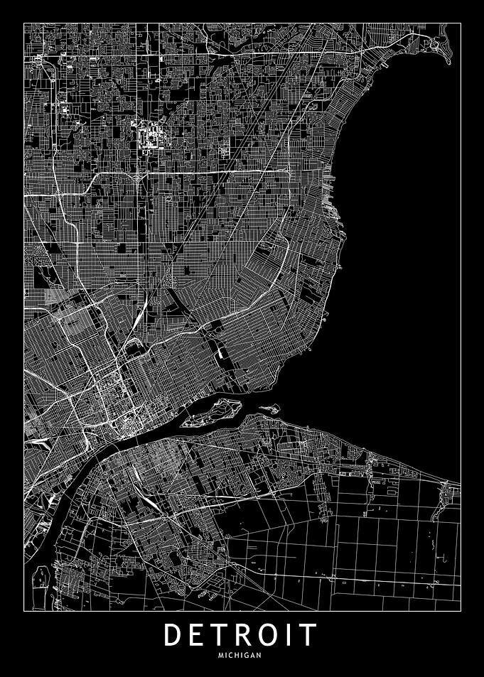 Detroit Black Map