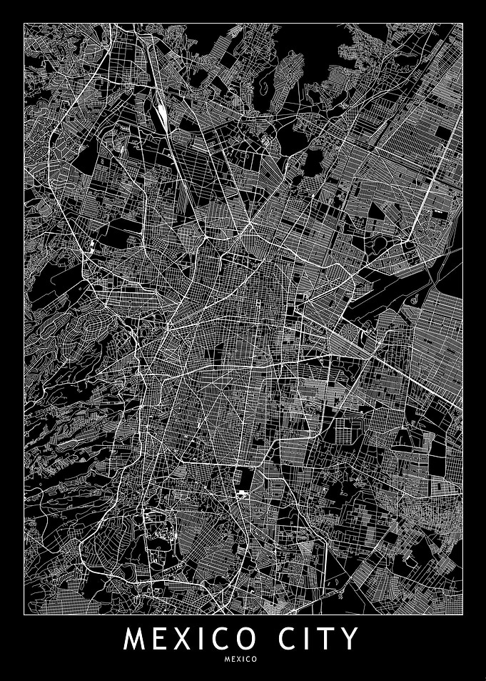 Mexico City Black Map