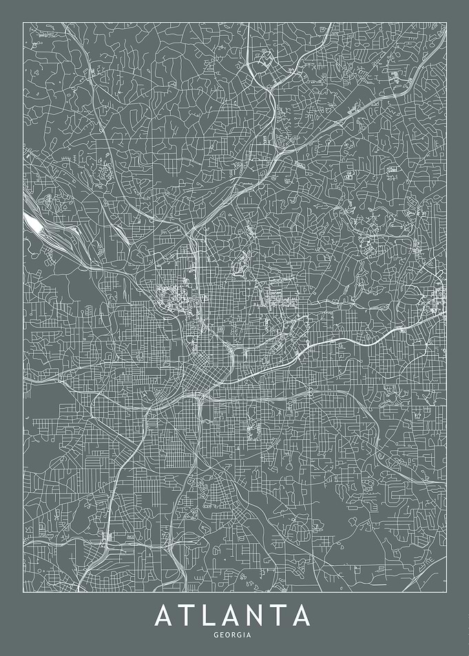 Atlanta Grey Map