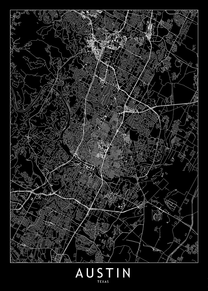 Austin Black Map