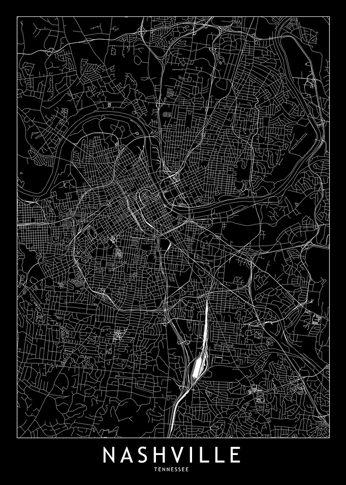 Nashville Black Map
