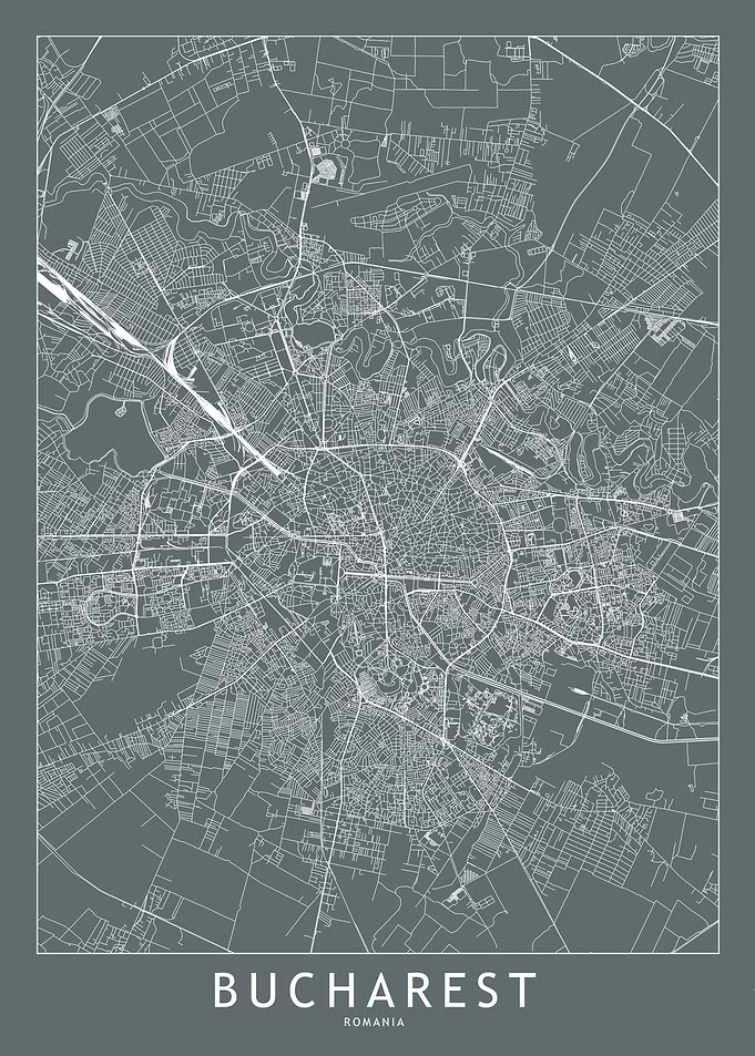 Bucharest Grey Map