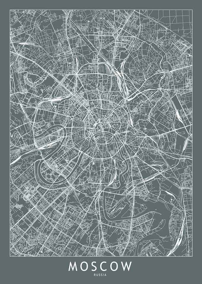 Moscow Grey Map