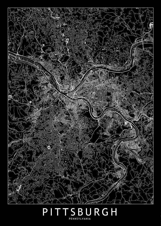 Pittsburgh Black Map