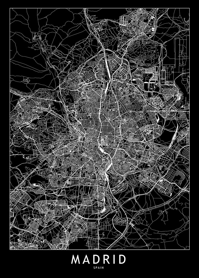 Madrid Black Map